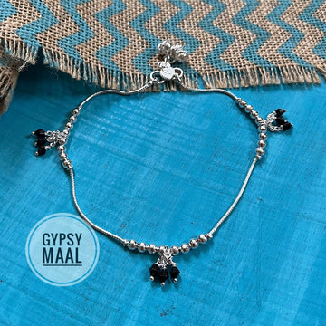 Black & Silver Beads Anklet